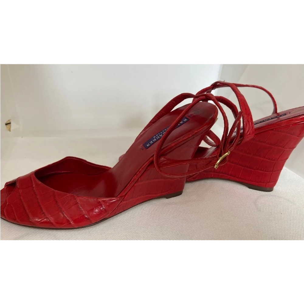New Ralph Lauren Collection Red 🐊 heels 👠 Sz 10. Italy G18